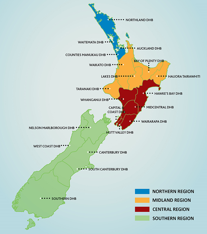 New Zealand Dhb Map Kiwi Health Jobs